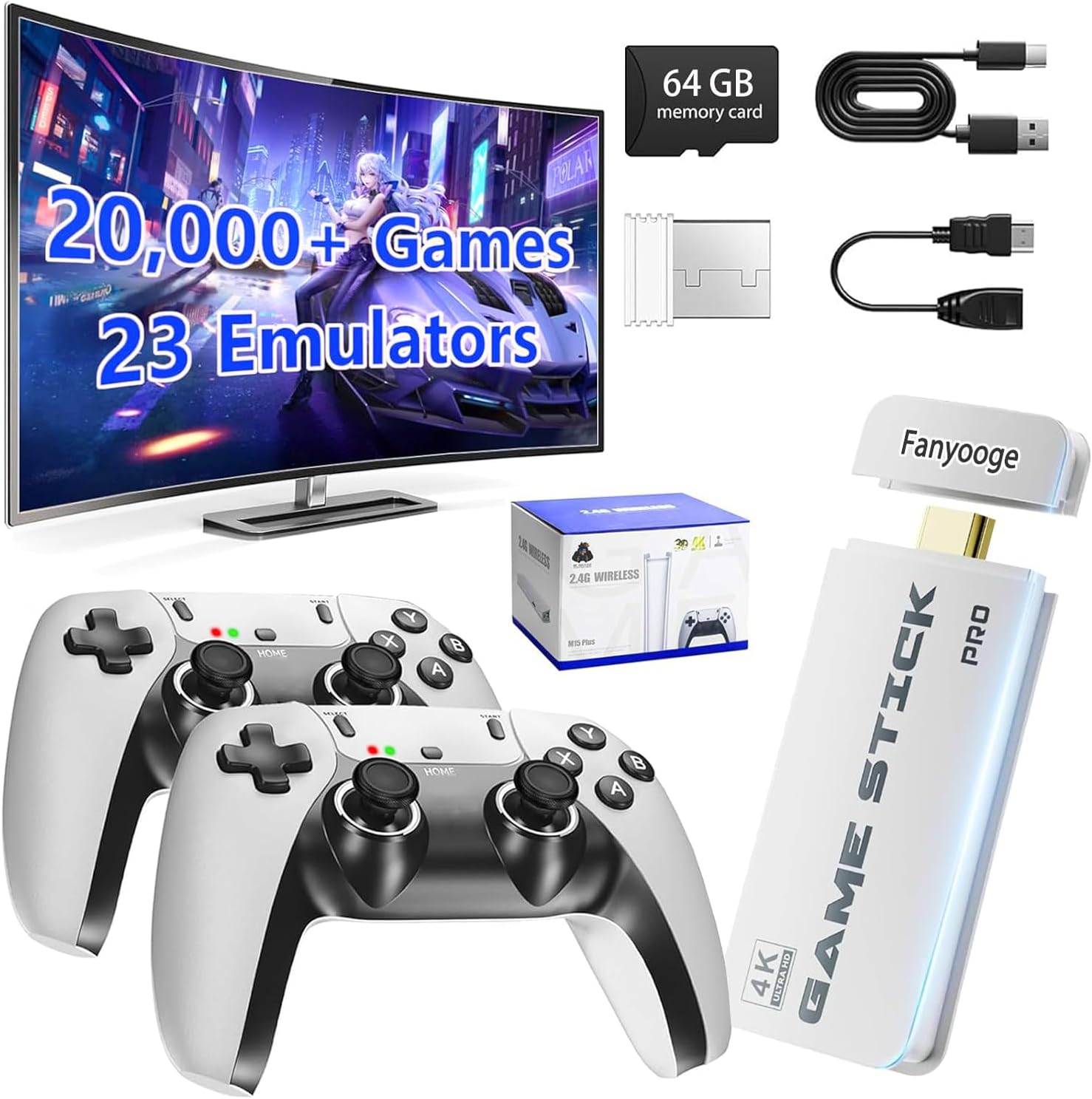 2026 New Retro Gaming Console, Retro Gaming Stick with 20,000+ Classic Game and 23 Game Emulators, Plug & Play 4K HDMI Output Game Console Stick with Dual 2.4G Controllers (64GB) for Christmas gifts - Image 9