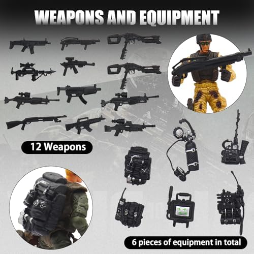 Army Men Action Figures Playset, 30 PCS Soldiers Zombies Monsters Action Figures with Weapons Gear Equipment Accessories - 4 Inches Military Toy for Boys Ages 6 7 8 9 10 11 12 Years Old - Image 3