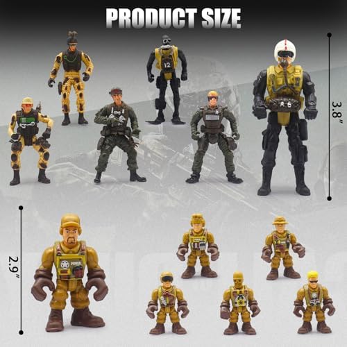 Army Men Action Figures Playset, 30 PCS Soldiers Zombies Monsters Action Figures with Weapons Gear Equipment Accessories - 4 Inches Military Toy for Boys Ages 6 7 8 9 10 11 12 Years Old - Image 5
